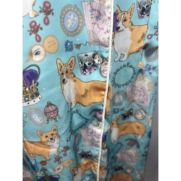 Karen Mabon Corgi Royalty Short Sleeve Pajamas Satin Set XXL NWOT - Picture 7 of 7